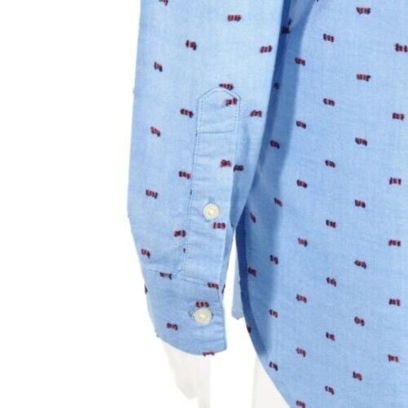 Gap  Womens Tunic Shirt Dress Size Small Oversized Long Sleeve Blue Red Flags - Picture 7 of 10